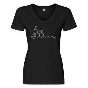 Womens THC Molecule Vneck T-shirt