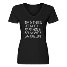 Womens Tim O. Thee & Dee Nice & Ay Ay Ron & Balak Aye & Jay Quellin V-Neck T-shirt