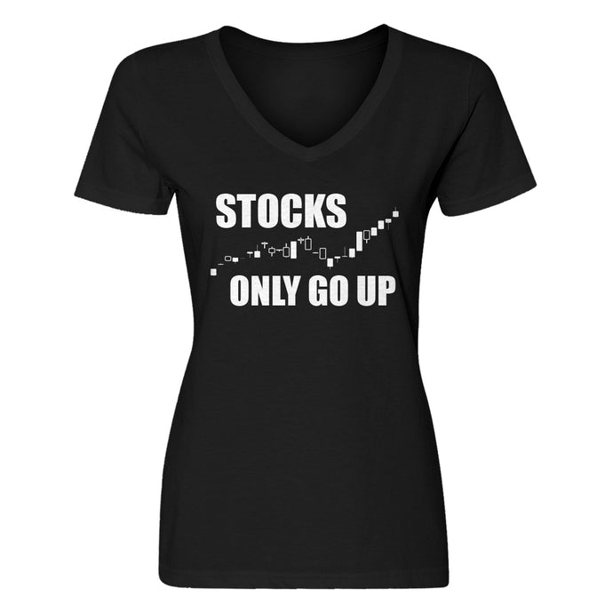 Womens STOCKS ONLY GO UP V-Neck T-shirt