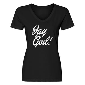 Womens Yay God V-Neck T-shirt