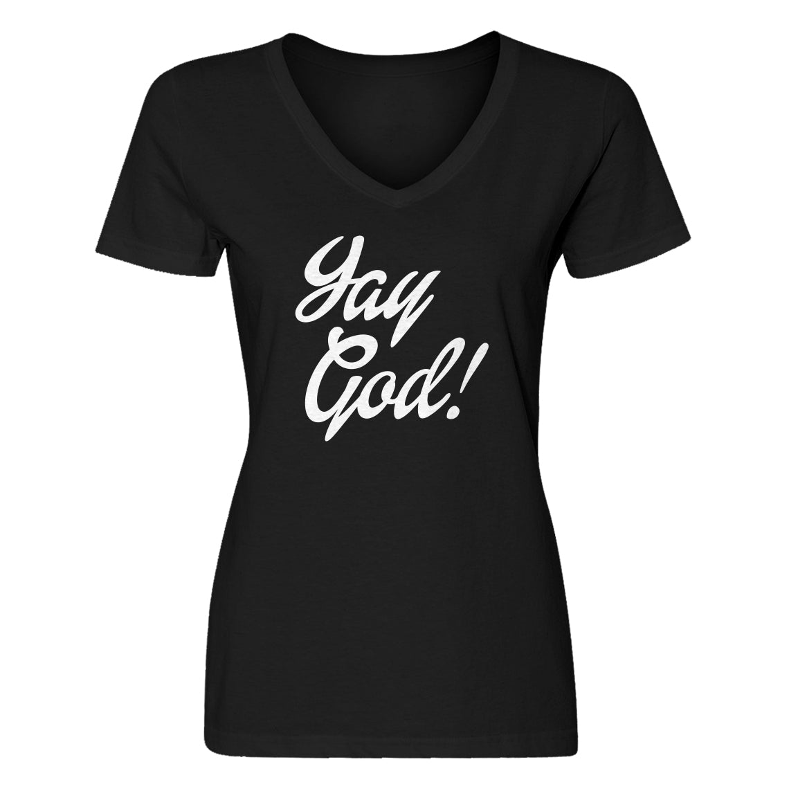 Womens Yay God V-Neck T-shirt