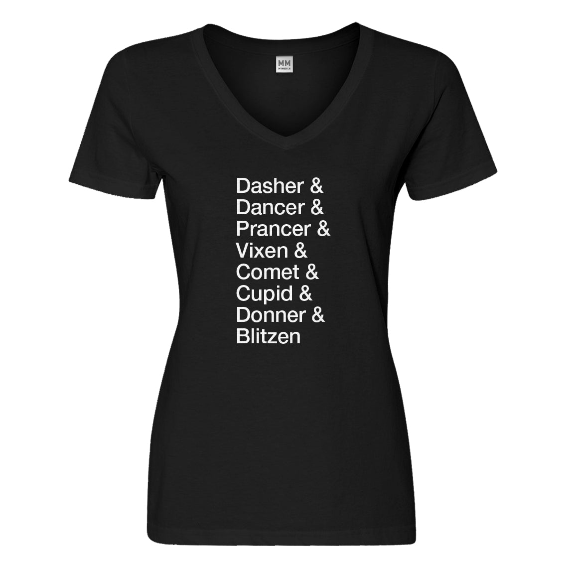 Womens Reindeer Names Vneck T-shirt