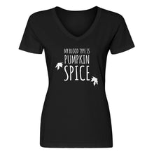 Womens My Blood Type is Pumpkin Spice V-Neck T-shirt