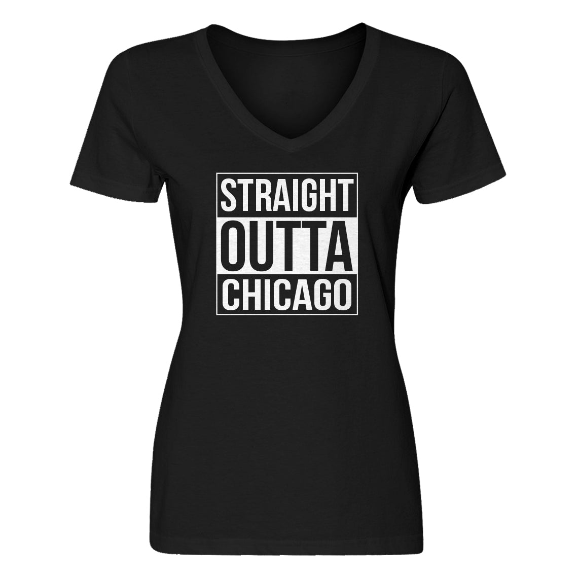 Womens Straight Outta Chicago V-Neck T-shirt
