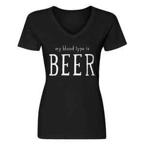 Womens My Blood Type is Beer V-Neck T-shirt