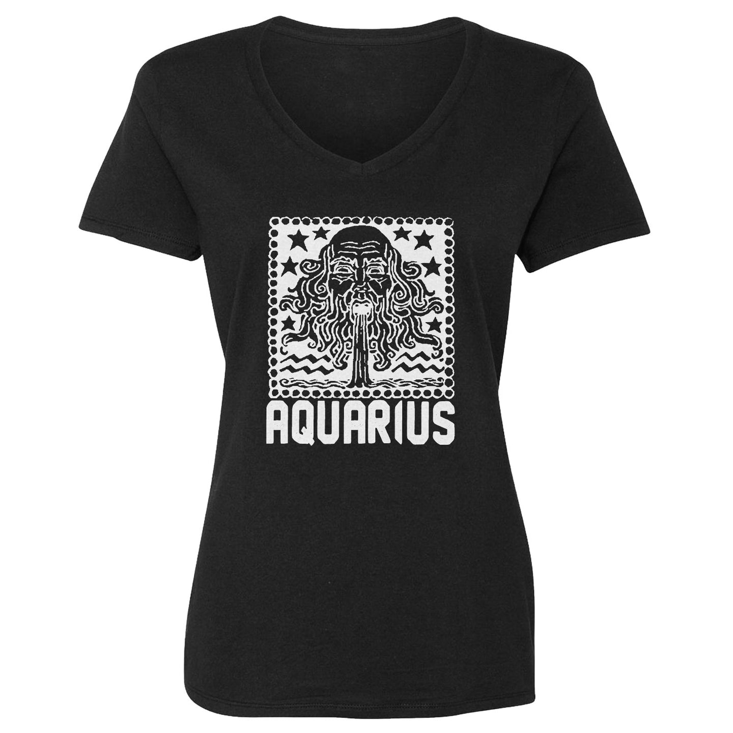 Womens Aquarius Zodiac Astrology Vneck T-shirt