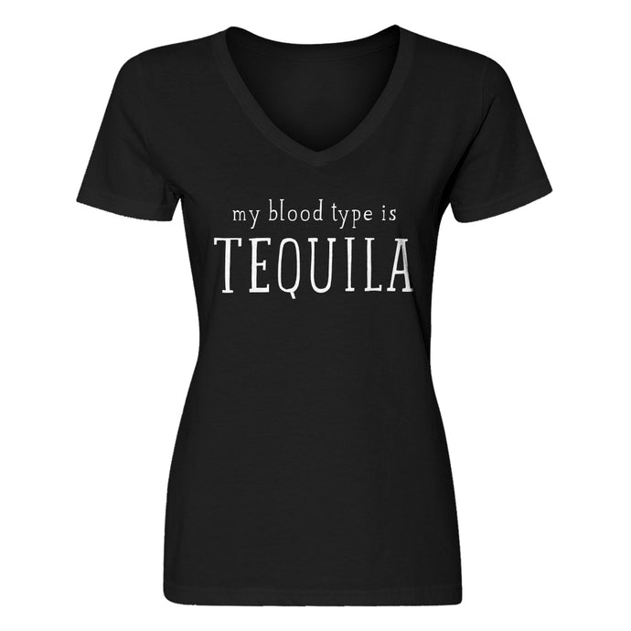 Womens My Blood Type is Tequila V-Neck T-shirt