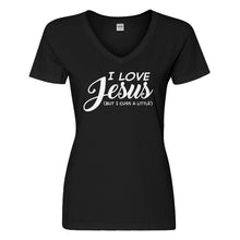 Womens I Love Jesus but I Cuss a Little Vneck T-shirt
