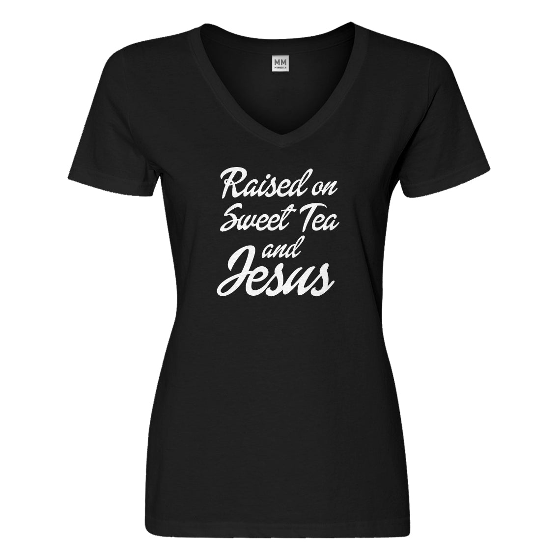 Womens Raised on Sweet Tea and Jesus Vneck T-shirt