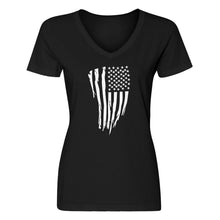 Womens American Flag Vertical V-Neck T-shirt