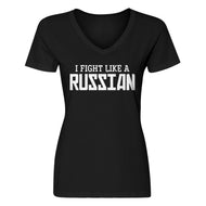 Womens I Fight Like a Russian V-Neck T-shirt
