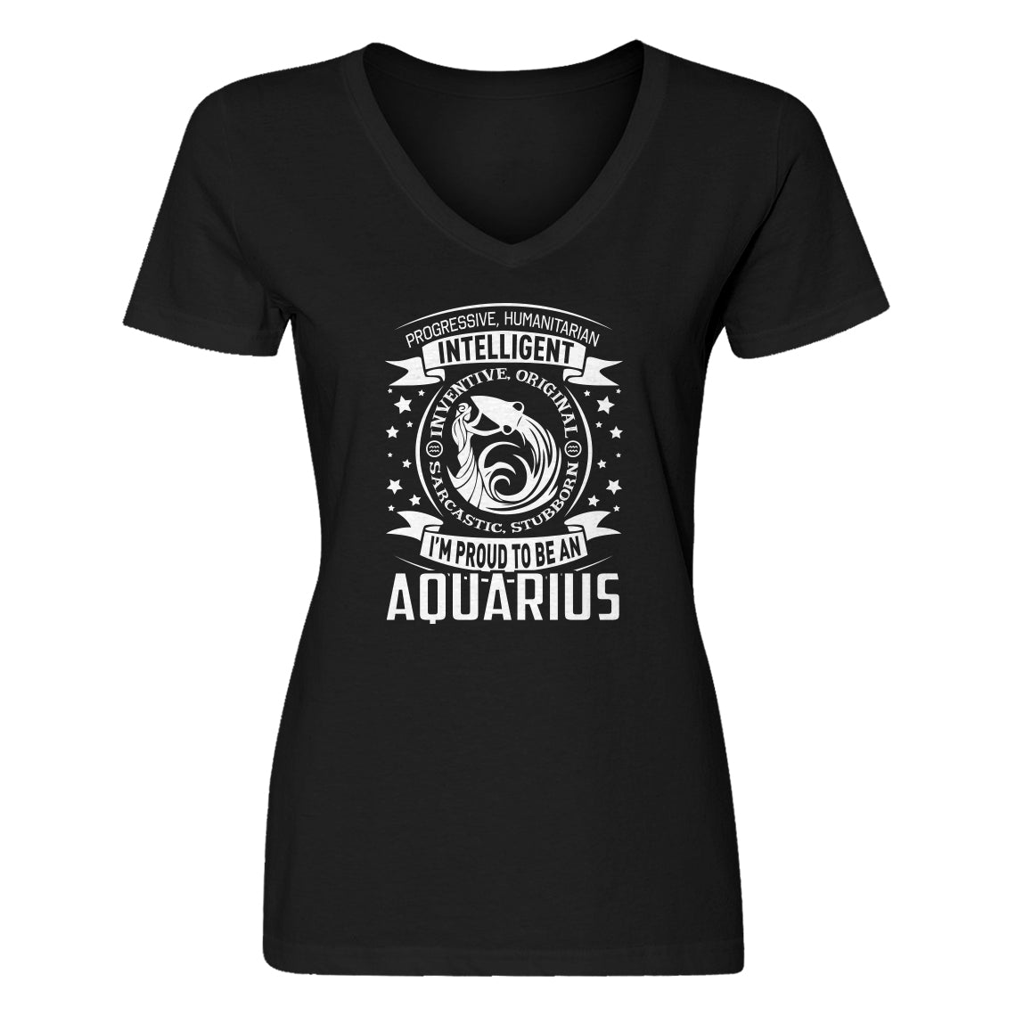 Womens Aquarius Astrology Zodiac Sign Vneck T-shirt