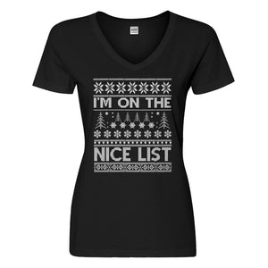 Womens Im on the Nice List Vneck T-shirt