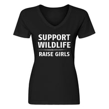 Womens Support Wildlife Raise Girls V-Neck T-shirt