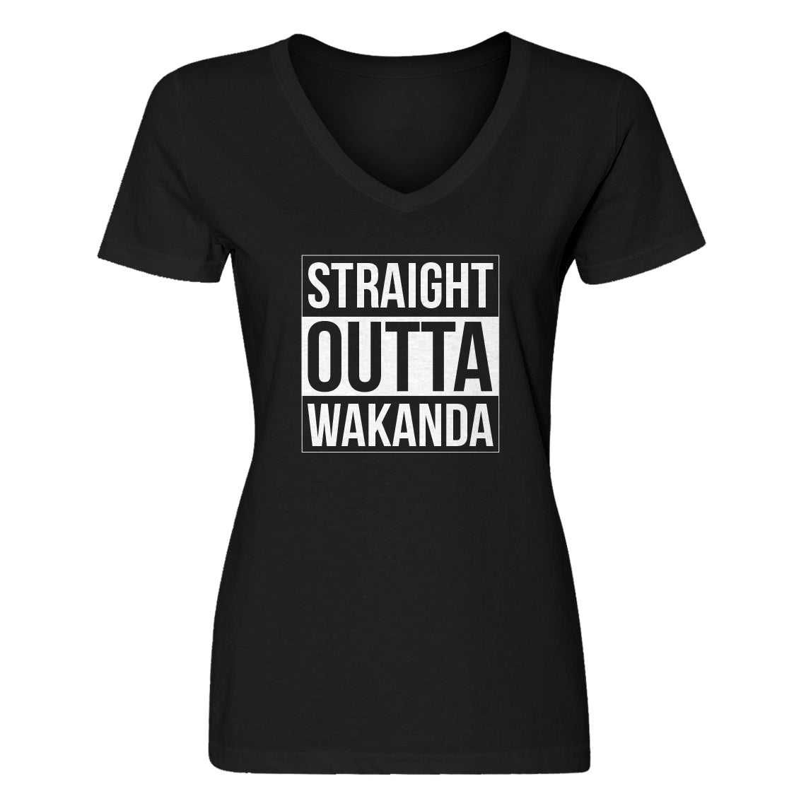 Womens Straight Outta Wakanda Vneck T-shirt
