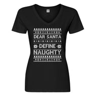 Womens Dear Santa Define Naughty Vneck T-shirt