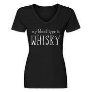 Womens My Blood Type is Whisky V-Neck T-shirt