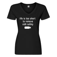 Womens Remove USB Safely Vneck T-shirt