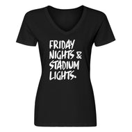 Womens Friday Nights Stadium Lights Vneck T-shirt