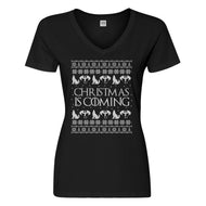 Womens Christmas is Coming Vneck T-shirt