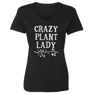 Womens Crazy Plant Lady Vneck T-shirt