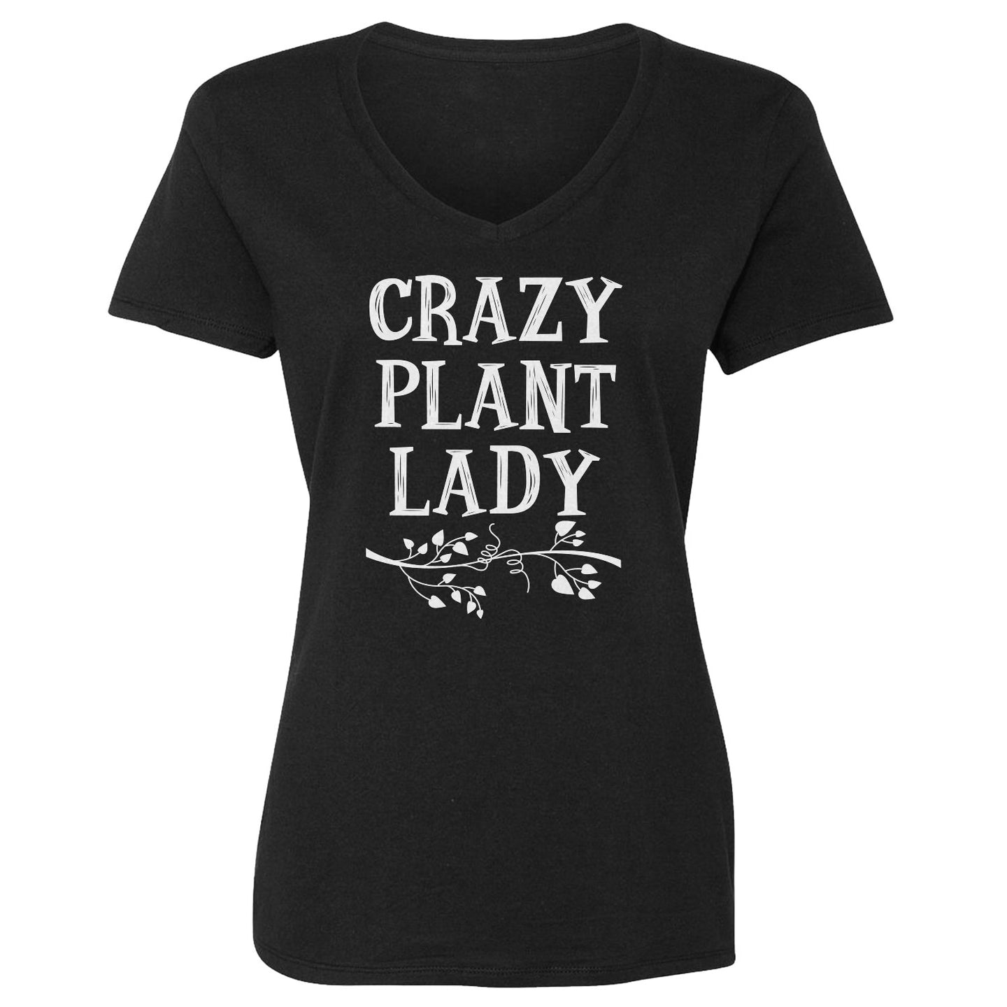 Womens Crazy Plant Lady Vneck T-shirt