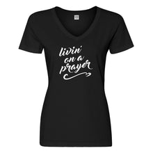 Womens Livin on a Prayer Vneck T-shirt