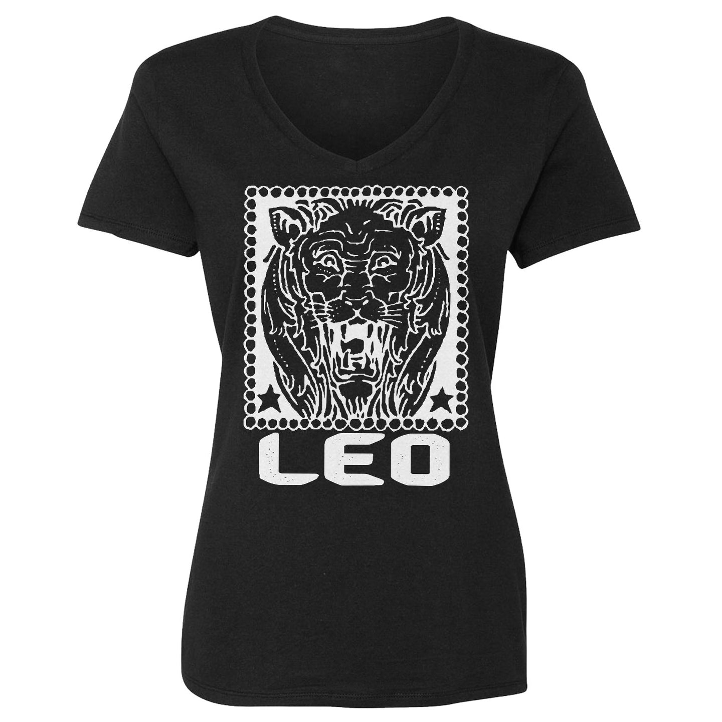 Womens Leo Zodiac Astrology Vneck T-shirt