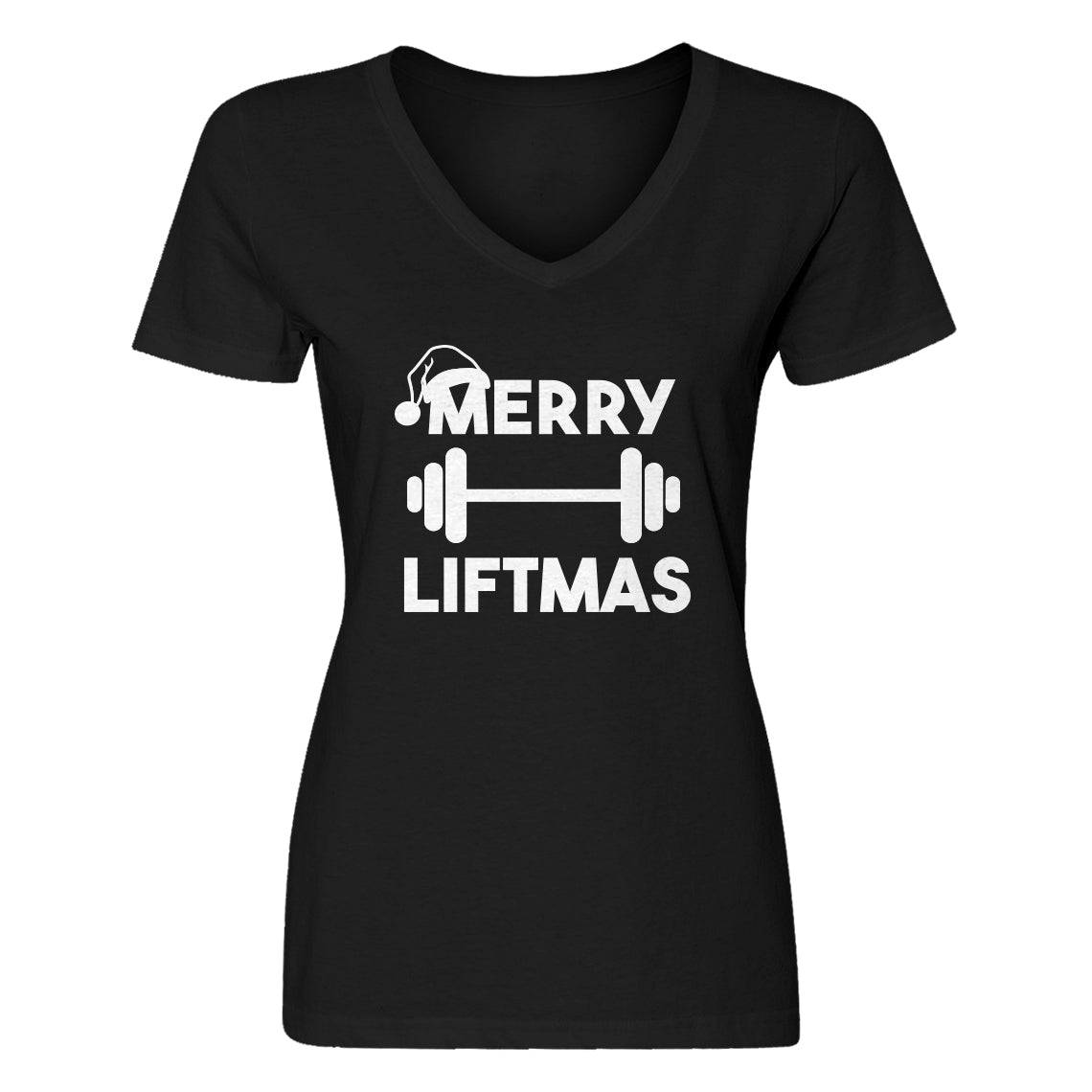 Womens Merry Liftmas V-Neck T-shirt