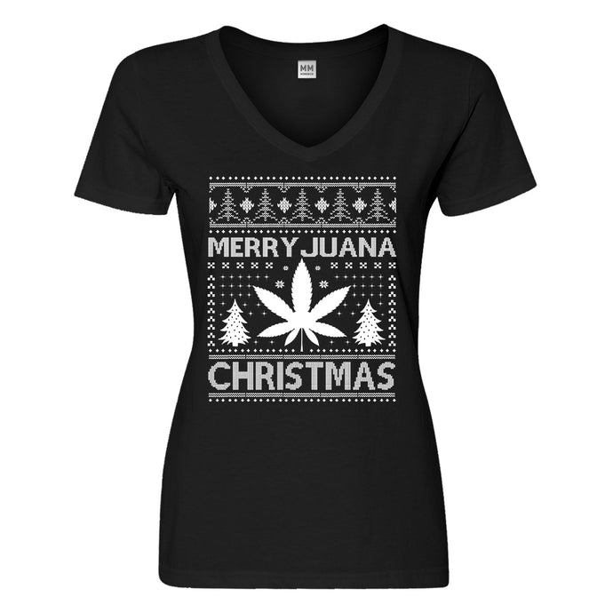 Womens MerryJuana Christmas Vneck T-shirt