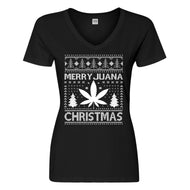 Womens MerryJuana Christmas Vneck T-shirt