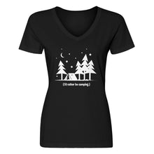 Womens I'd Rather be Camping V-Neck T-shirt