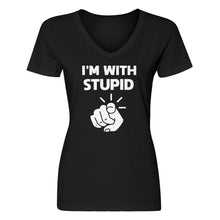 Womens I'm With Stupid You V-Neck T-shirt