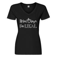 Womens Relax Gringo I'm Legal Sombrero Vneck T-shirt