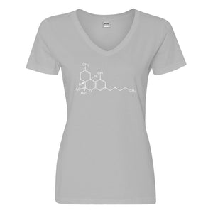 Womens THC Molecule Vneck T-shirt