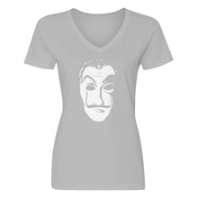 Womens Salvador Dali Face Heist Mask V-Neck T-shirt