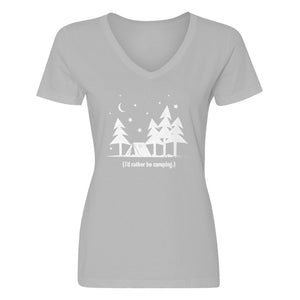 Womens I'd Rather be Camping V-Neck T-shirt