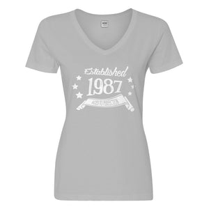 Womens Established 1987 Vneck T-shirt