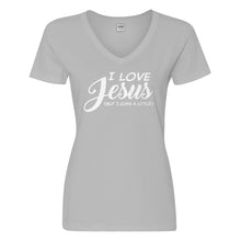 Womens I Love Jesus but I Cuss a Little Vneck T-shirt