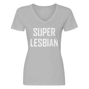 Womens Super Lesbian V-Neck T-shirt