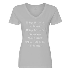 Womens 99 Bugs in the Code Vneck T-shirt
