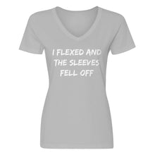 Womens I Flexed and the Sleeves Fell Off V-Neck T-shirt