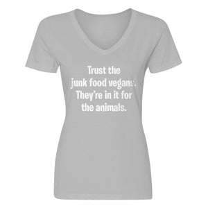 Womens Junk Food Vegans V-Neck T-shirt