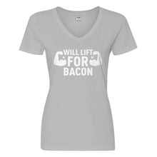 Womens Will Lift for Bacon Vneck T-shirt