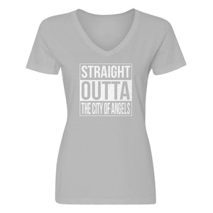 Womens Straight Outta The City of Angels V-Neck T-shirt