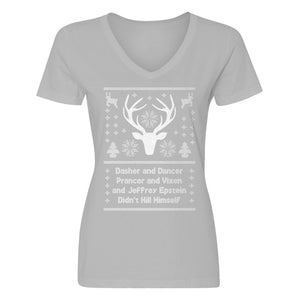 Womens Dasher and Dancer and Jeffrey Epstein V-Neck T-shirt
