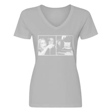 Womens Woman Yelling at Cat Meme V-Neck T-shirt