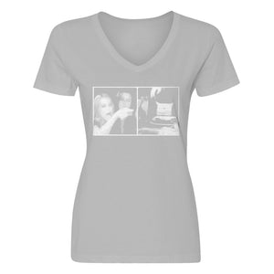 Womens Woman Yelling at Cat Meme V-Neck T-shirt