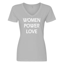 Womens Women Power Love  Vneck T-shirt