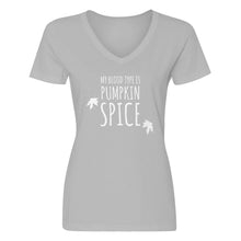 Womens My Blood Type is Pumpkin Spice V-Neck T-shirt